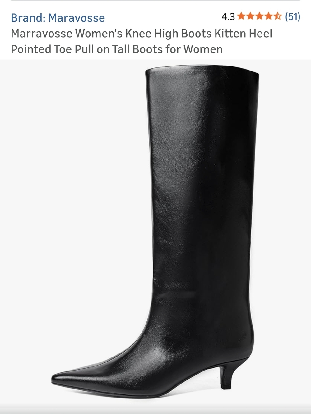 Women's Black Knee-High Kitten Heel Boots